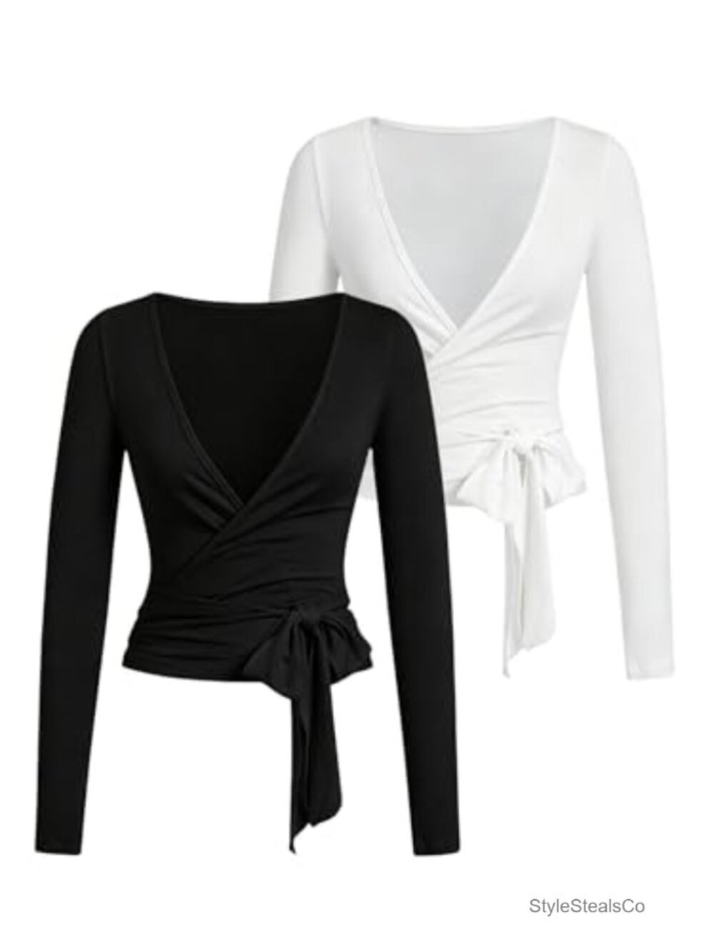 Women's Pilates Wrap Top V Neck Long Sleeve Yoga Workout Shirt
